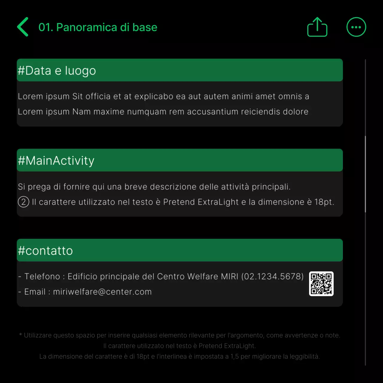 Una guida alle tabulazioni moderne in nero e verde