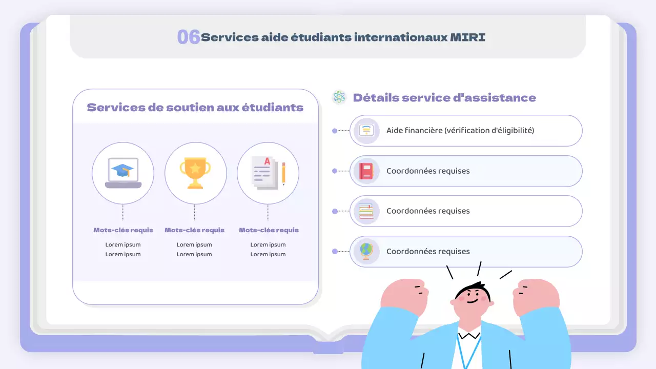 Un simple prospectus d'études à l'étranger en mauve et blanc