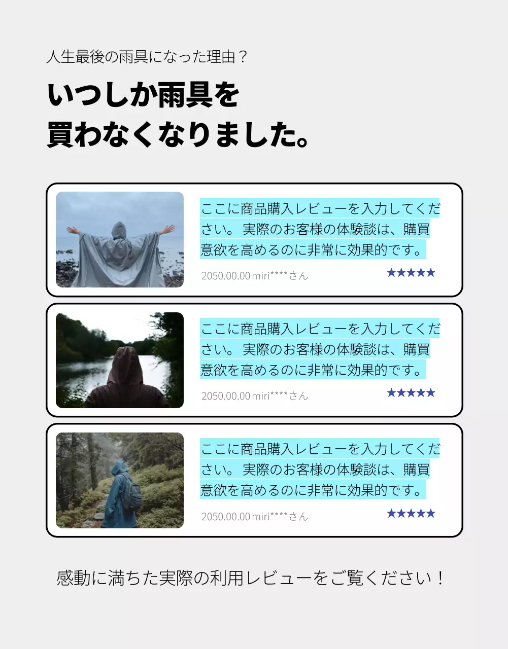 青 ベーシック レインコート ポスター 詳細ページ