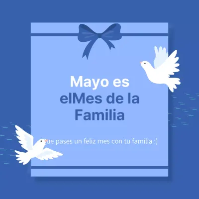 Tarjeta de agradecimiento del mes de la familia moderna en blanco y azul