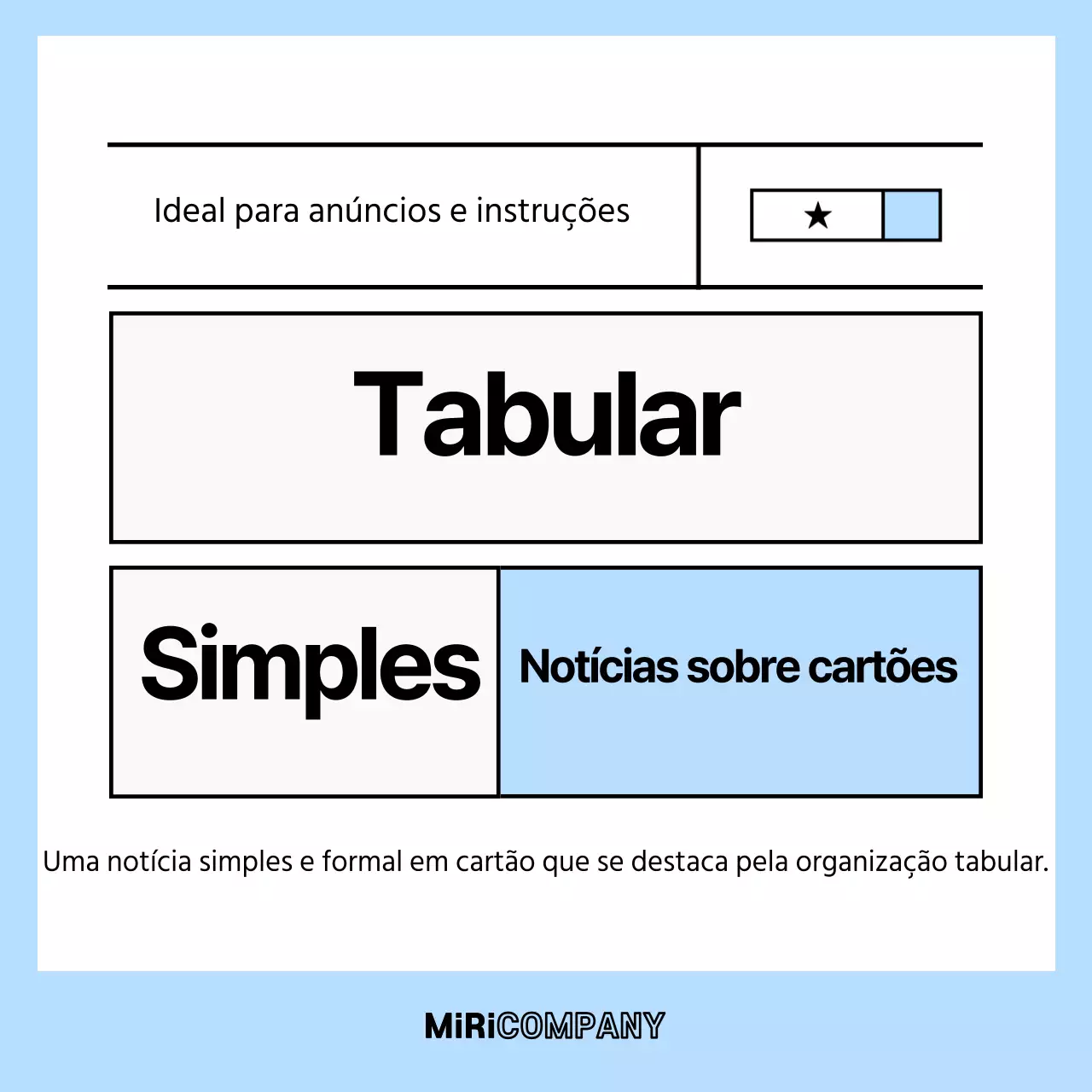 Anúncio CardNews com uma mesa simples em azul claro e branco
