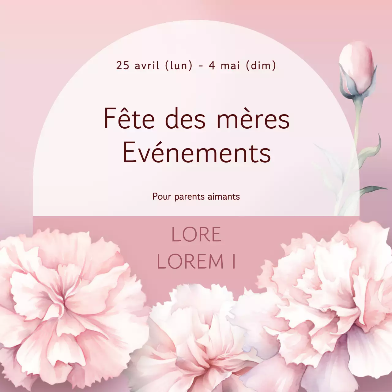 Une annonce moderne pour la fête des mères en rouge et orange