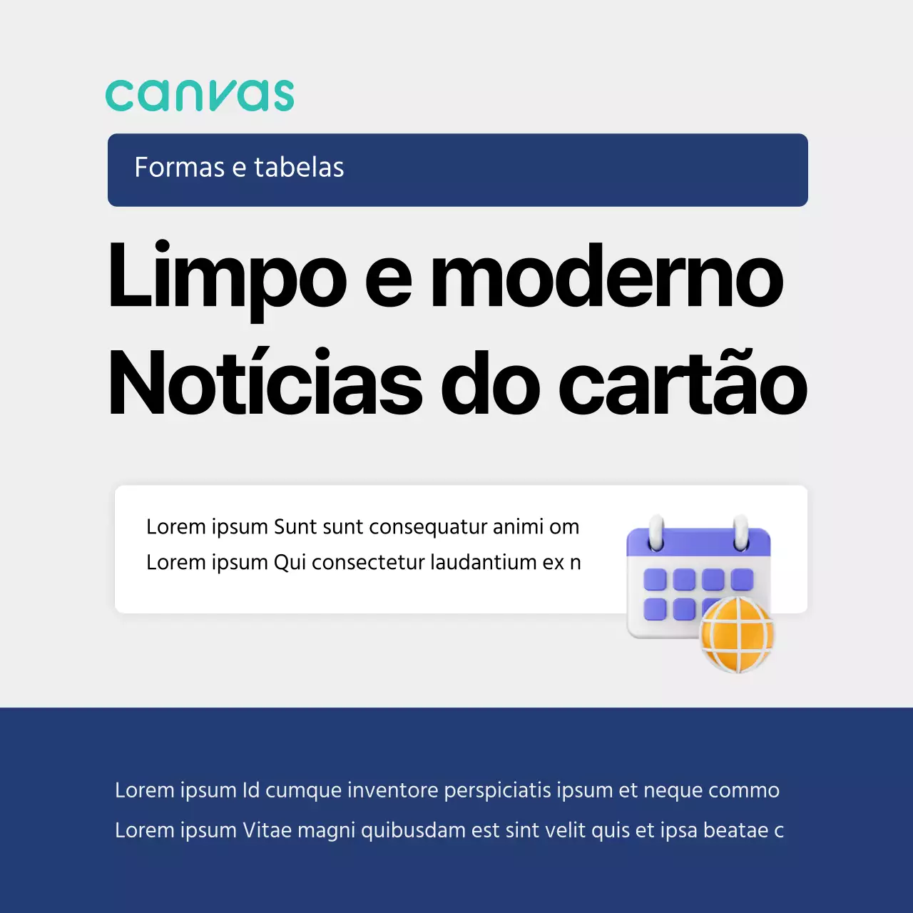 Um cartão limpo e tabular em azul e cinzento Anúncios de notícias