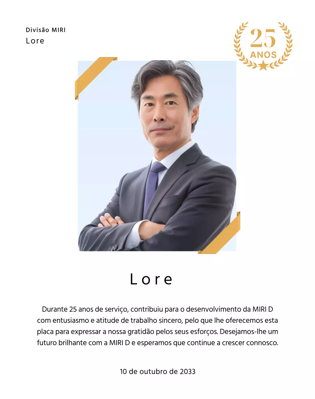 Um desenho de agradecimento com uma fotografia quadrada com uma fita dourada e um marcador de 25º aniversário