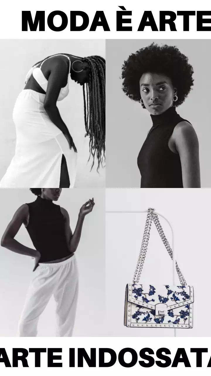 Collage di foto di moda minimalista in bianco e nero