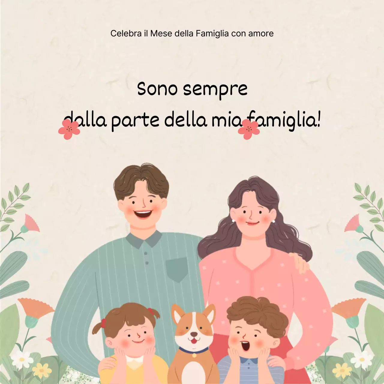 Messaggi del mese della famiglia rosa e verde