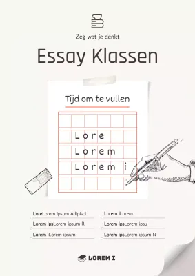 Promotionele poster voor schrijfles in ivoorkleur