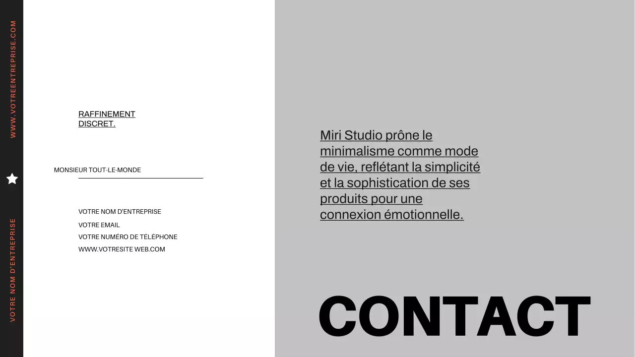 Profil d'entreprise moderne et minimaliste orange et noir