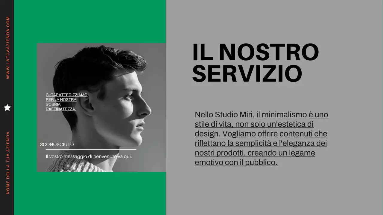 Profilo aziendale moderno minimale arancione e nero