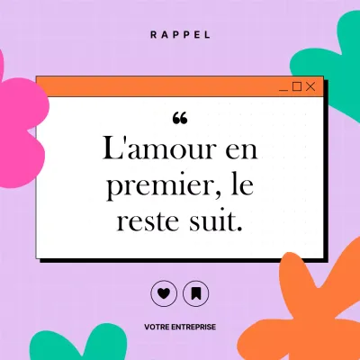 Publicité pour l'amour de soi en violet et en gras