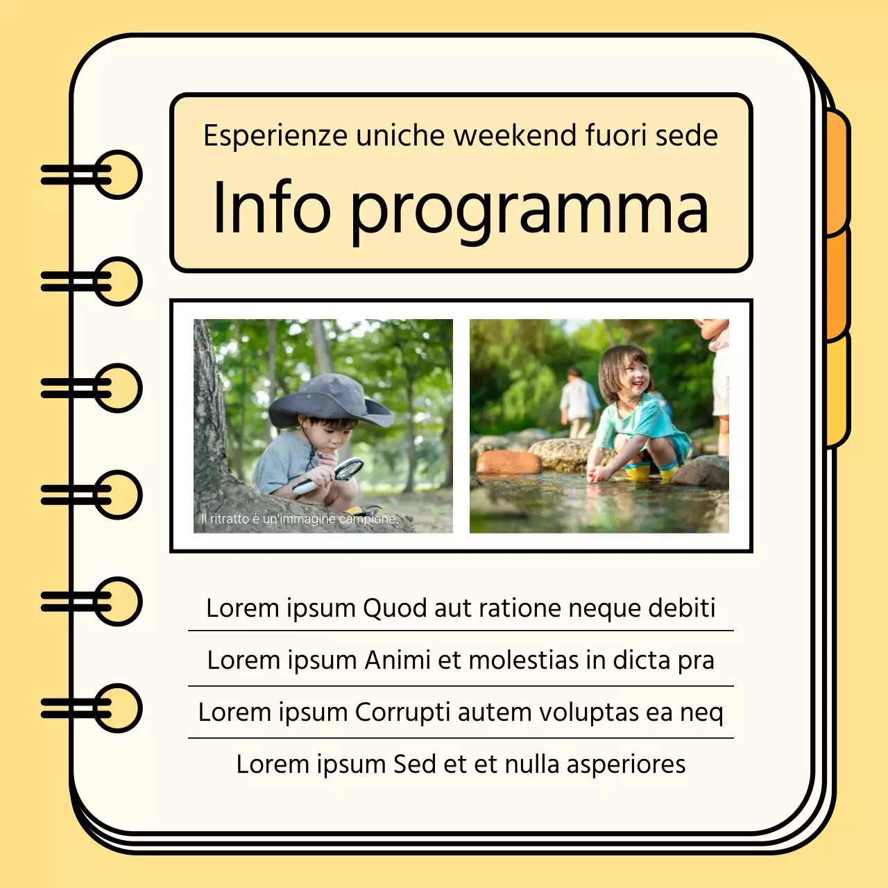 Un simpatico piano di lezione per una gita con sfondo arancione