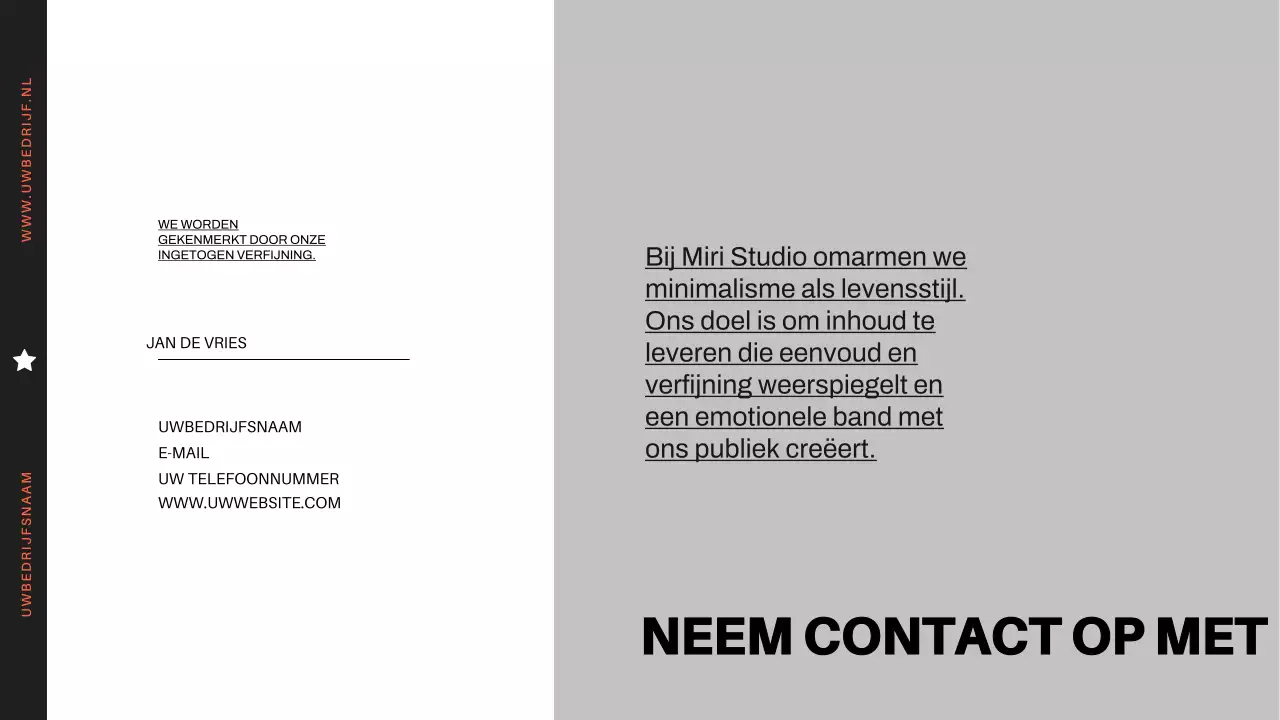 Oranje en zwart minimalistisch modern bedrijfsprofiel