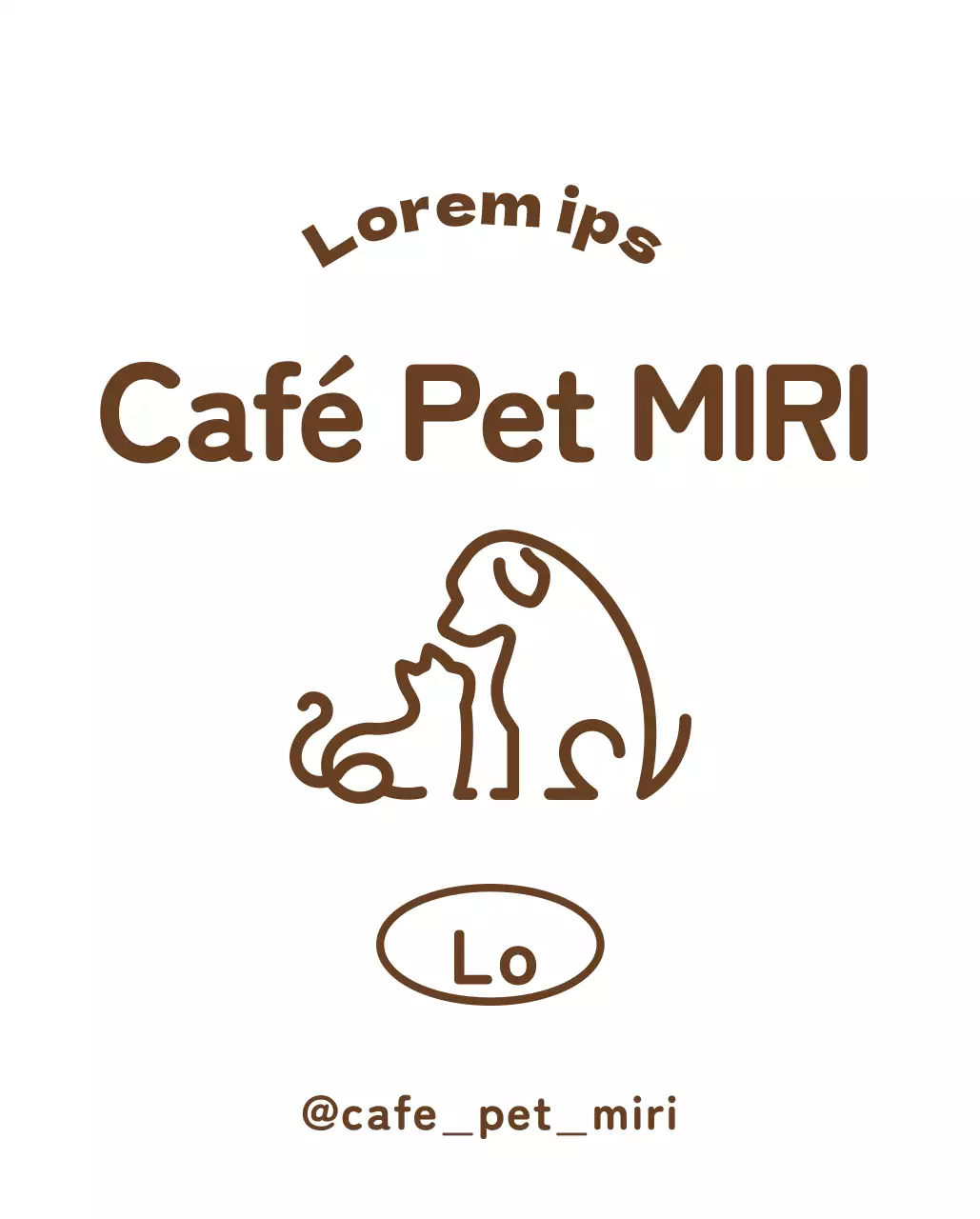 Um tipo de letra bonito com um logótipo de ilustração de linhas de cães e gatos e um letreiro com uma nota de aviso