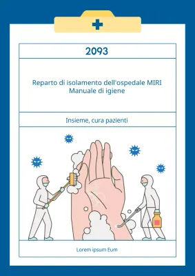 Materiale didattico per il manuale d'igiene del reparto colorato in blu e giallo