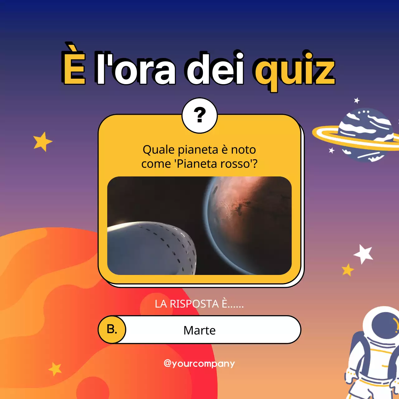 Animazione Blu Navy Pianeta Trivia Quiz Pubblicità