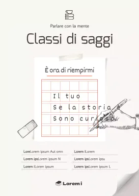 Poster promozionale del corso di scrittura semplice in colore avorio