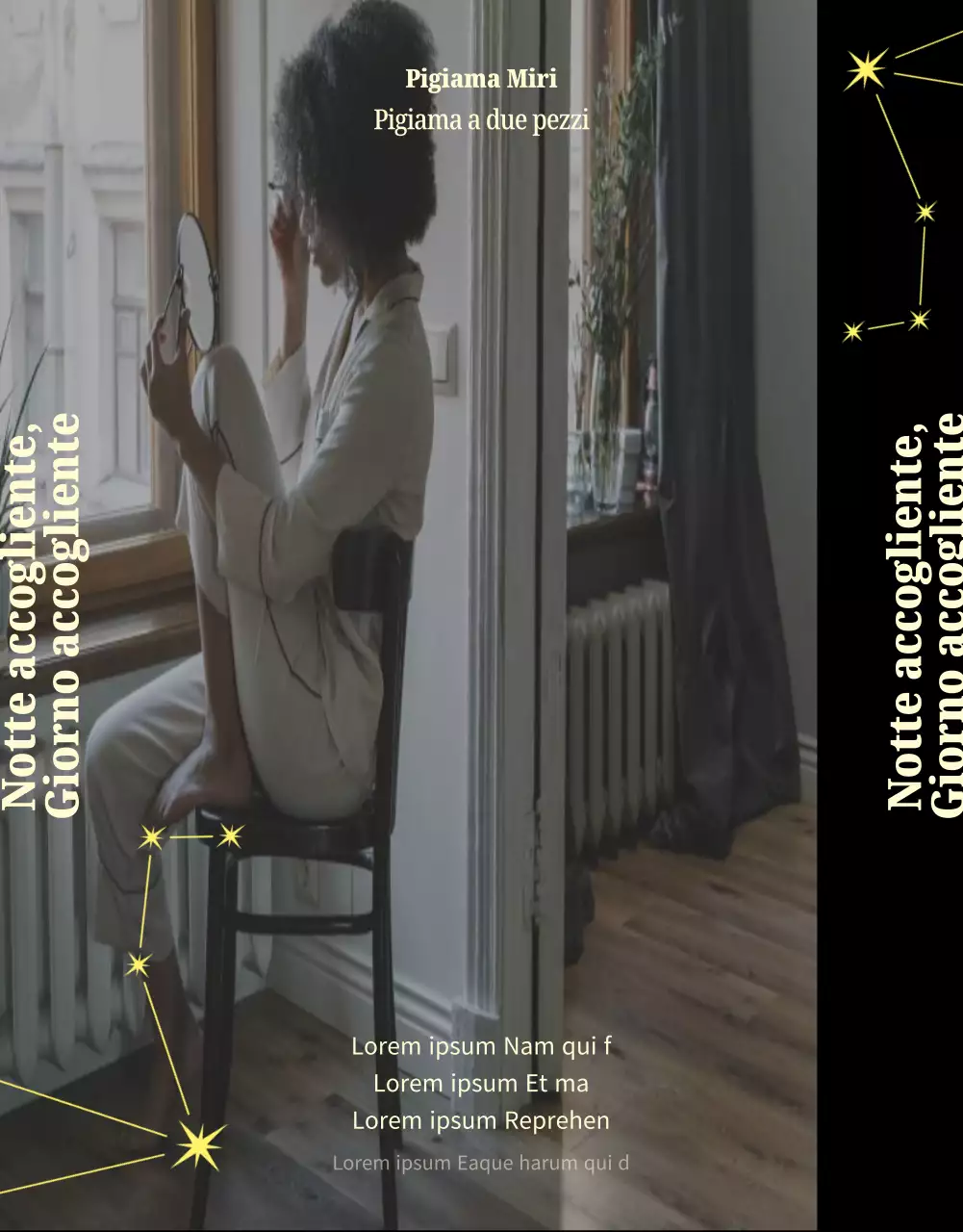 Un nuovo pigiama minimalista in giallo e azzurro.