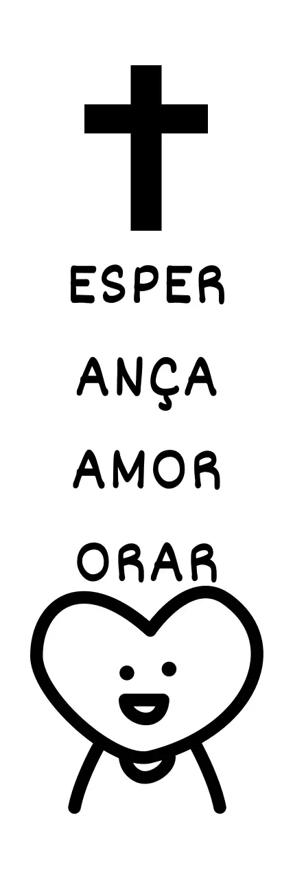 Desenho de igreja com ilustração de cruz e carácter de coração