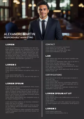 Introduction au curriculum vitae du directeur du marketing en noir et blanc
