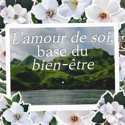 Citation tropicale blanche sur l'amour de soi Publicité