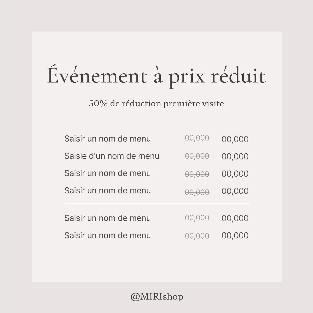 Un guide simple de tarification des menus en beige et ivoire