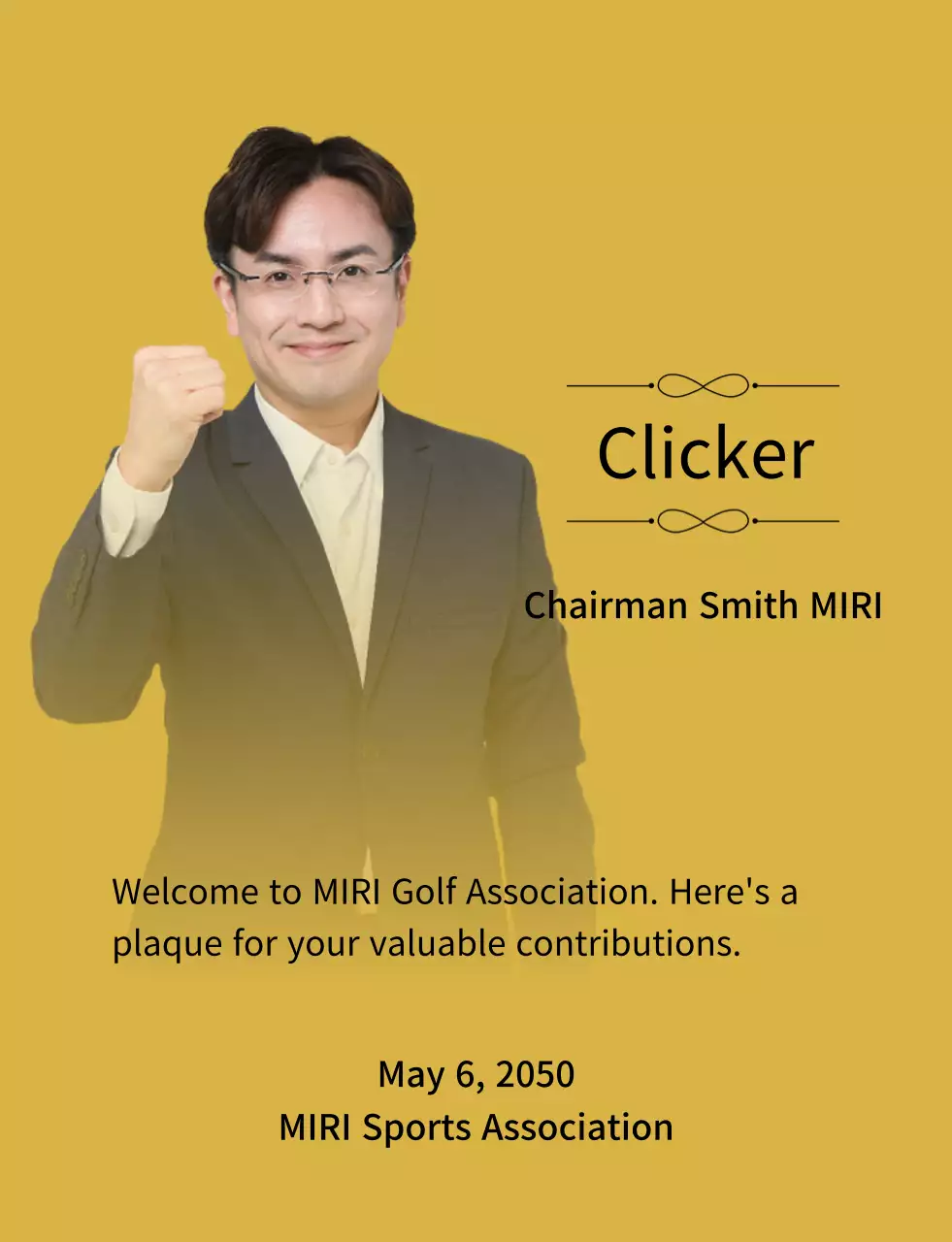 Plakat pesanan yang tampak berkelas dengan hiasan dan foto