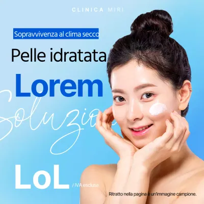 Semplice promozione dermatologica in blu e bianco