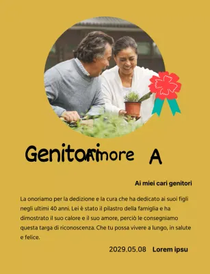 Una simpatica targa per la festa della mamma con un'illustrazione di garofani e una calligrafia con la vostra foto