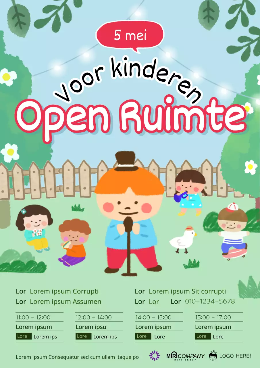 Schattige groene poster voor kindervoorstelling