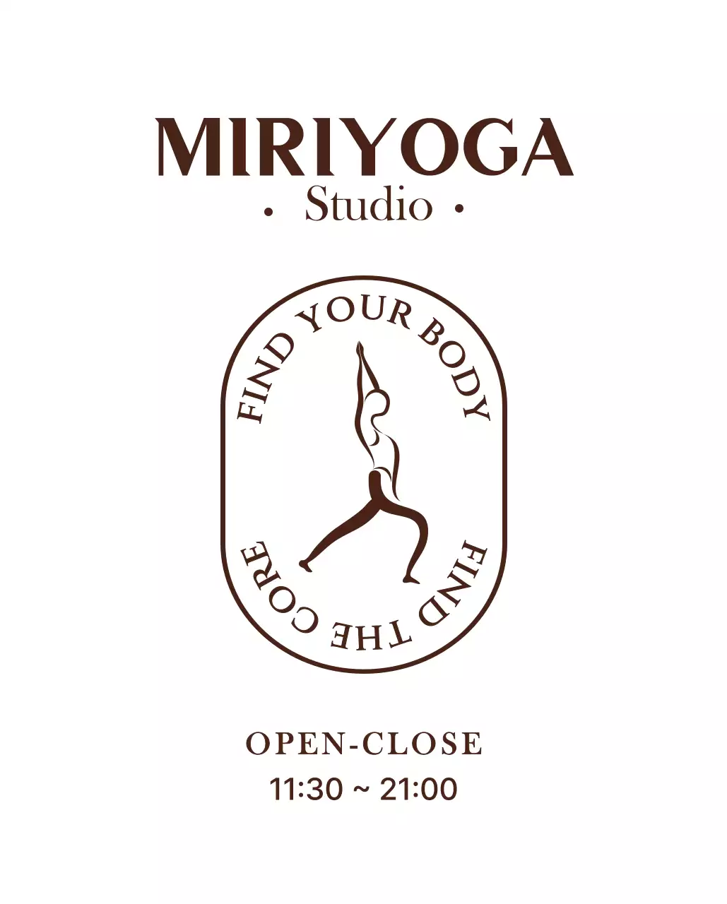 イラストを使用したヨガスタジオのオープン・クローズ時間案内看板