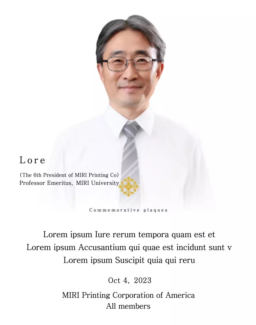 Plakat peringatan dengan ilustrasi dan foto yang mewah