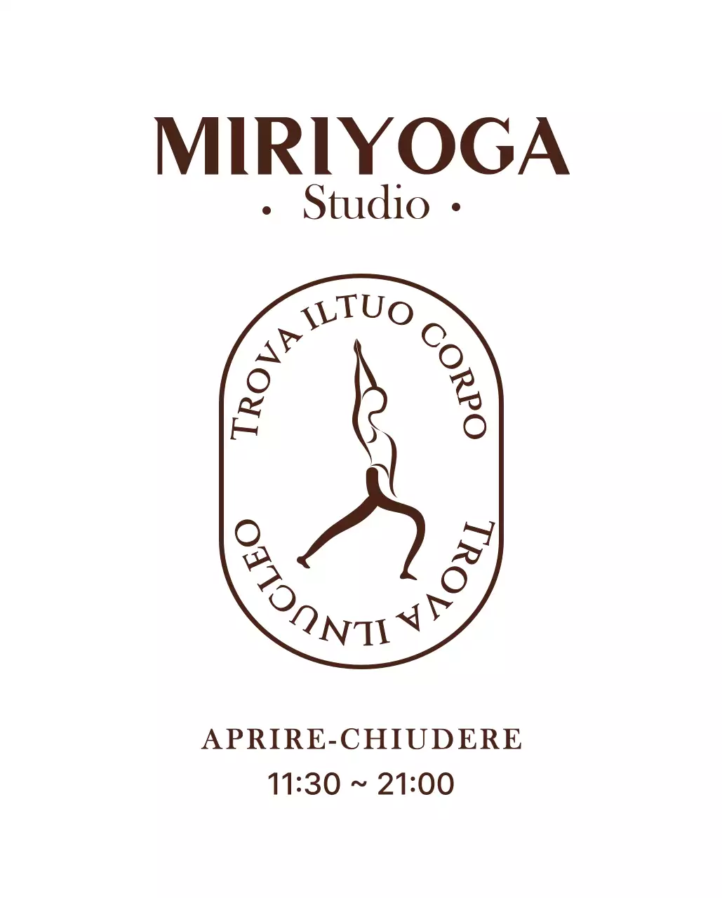 Cartelli orari di apertura e chiusura degli studi di yoga con illustrazioni