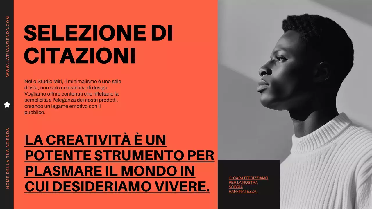 Profilo aziendale moderno minimale arancione e nero