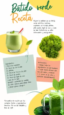Receta de batido verde refrescante natural verde y amarillo