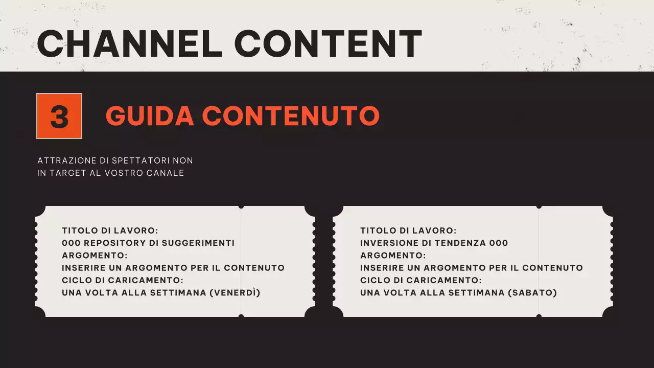 Piano dei contenuti video retrò rosso e arancione