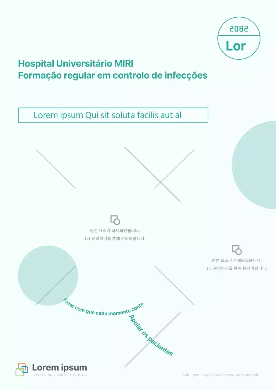 Materiais simples de formação sobre controlo de infecções hospitalares em preto e menta