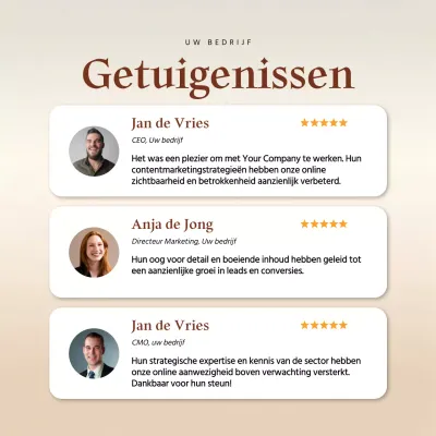 Beige Minimaal Klantgetuigenis Publiciteit