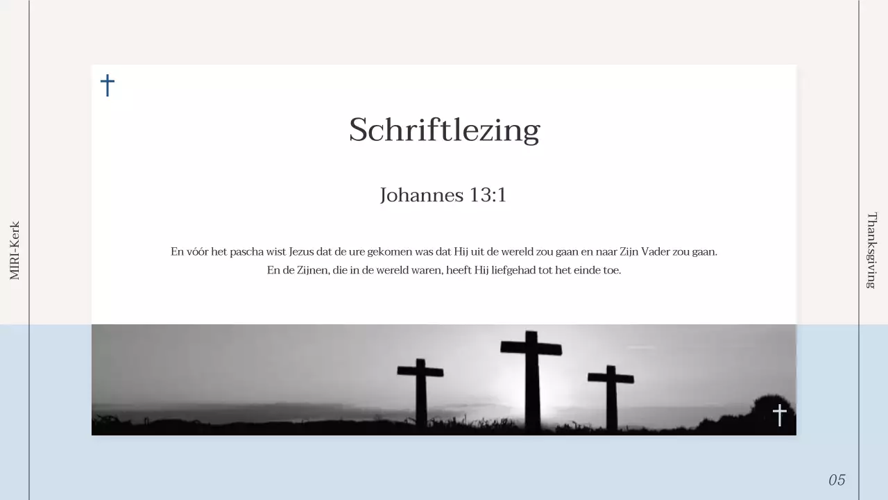 Eenvoudige kerkdienstgids in lichtblauw en marineblauw