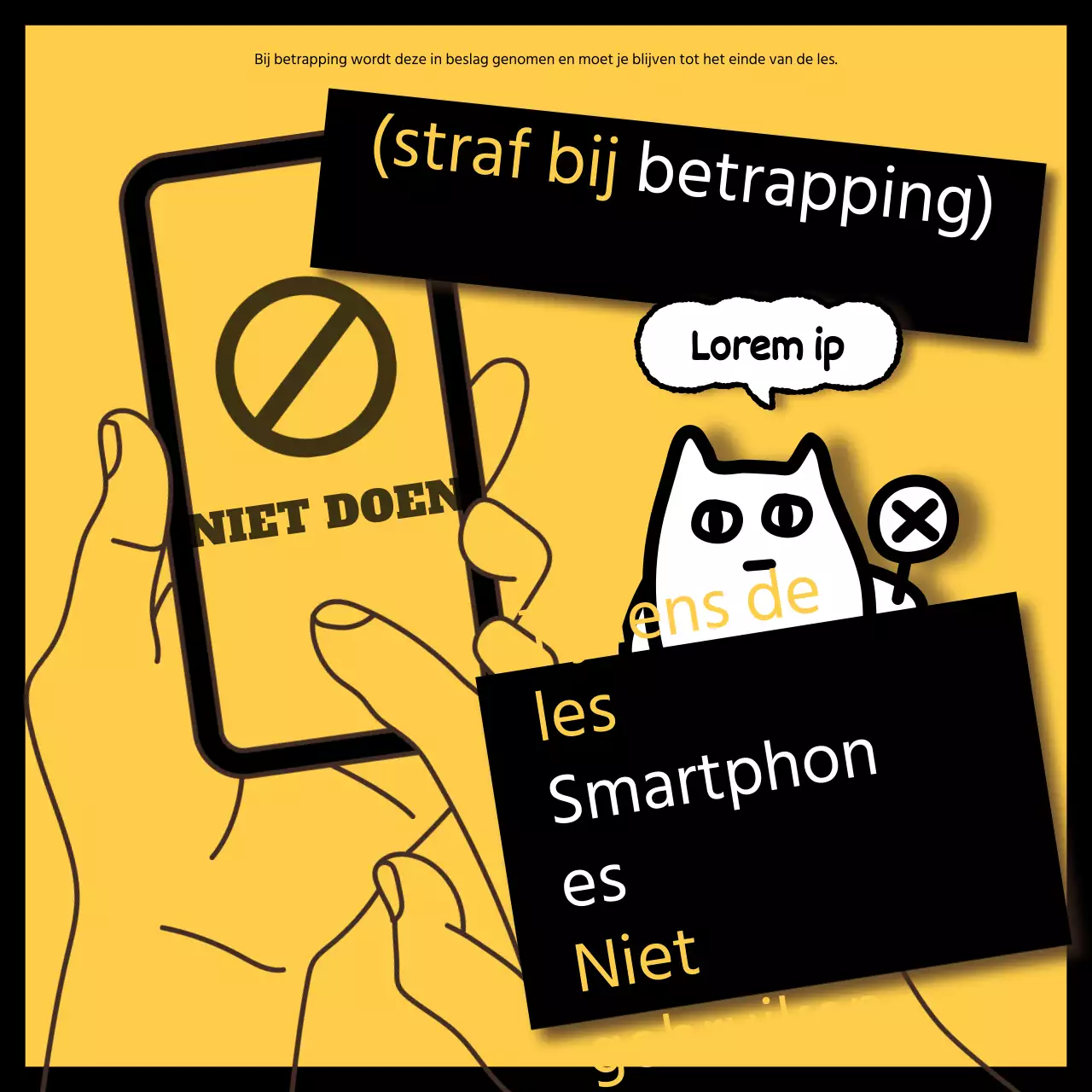 Geel en zwart gemarkeerde boetes