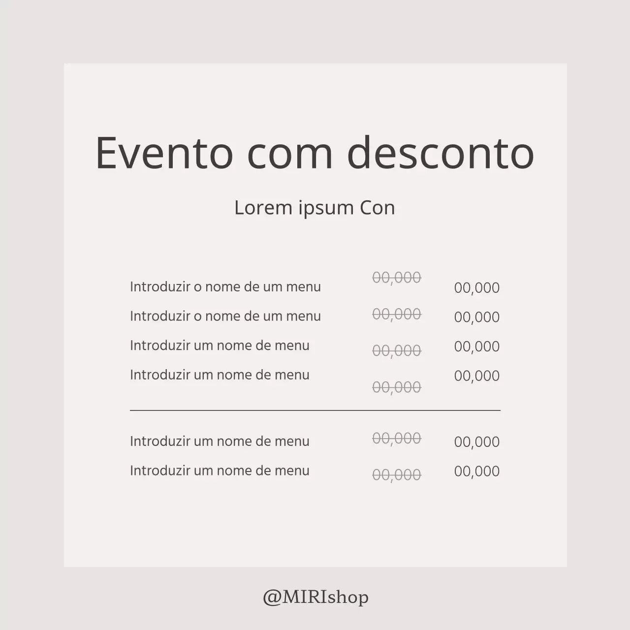 Um guia simples de preços de menus em bege e marfim