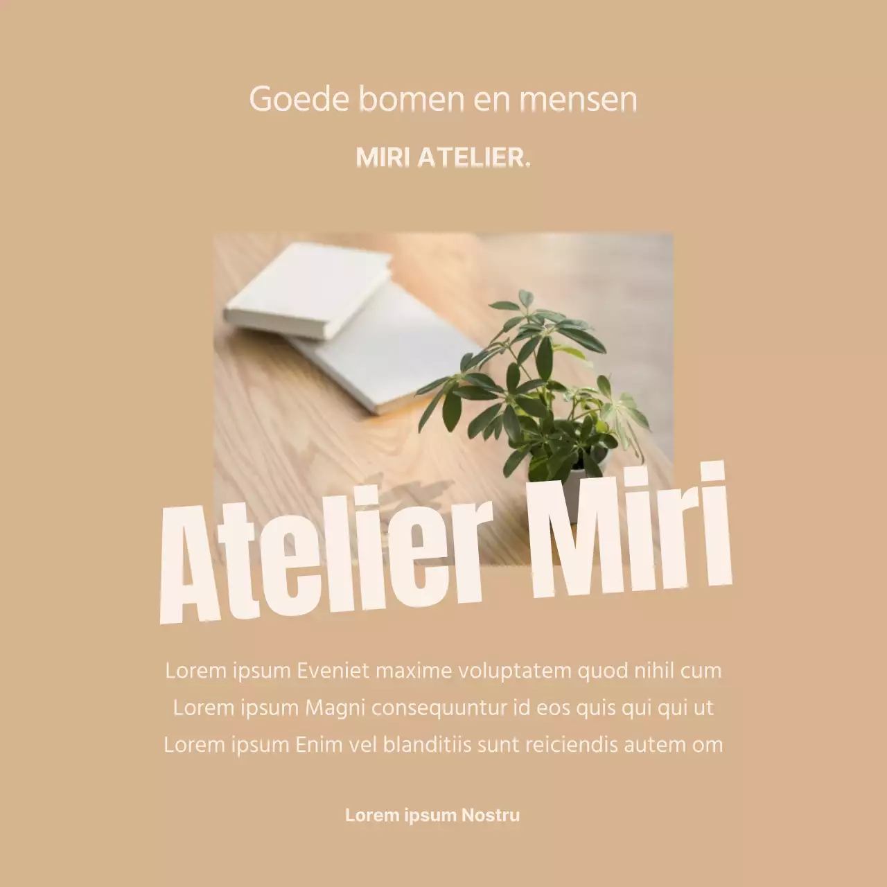 Een eenvoudige beige en groene promotiepost voor een workshop