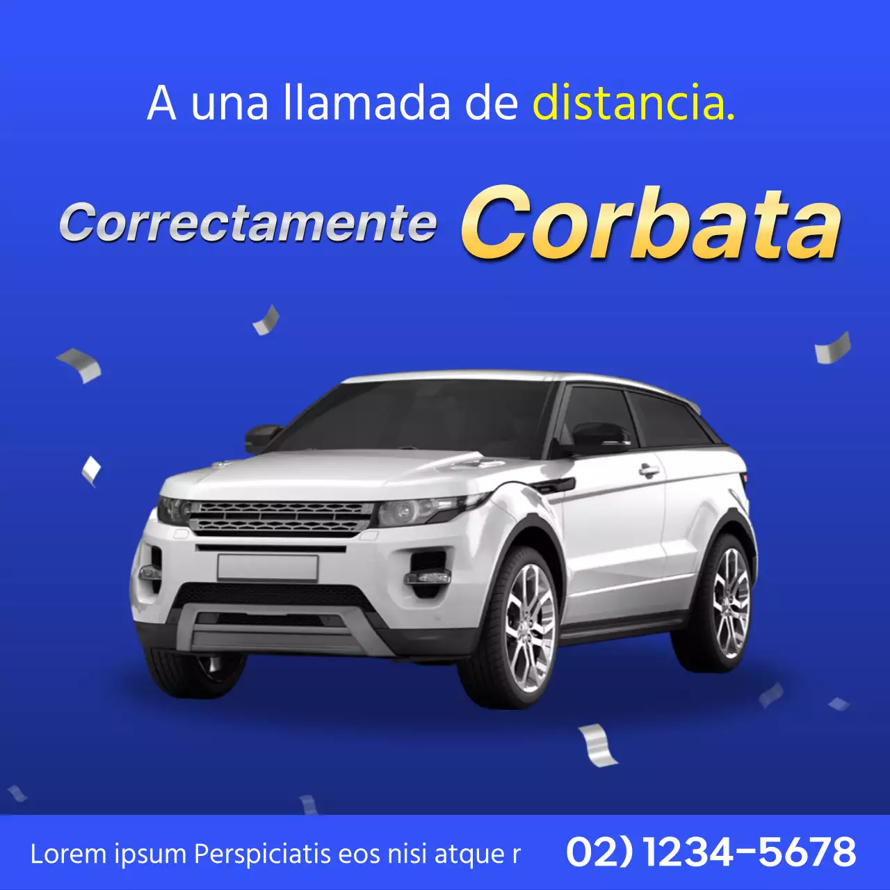 Promociona la compra de un coche de segunda mano en azul marino y blanco