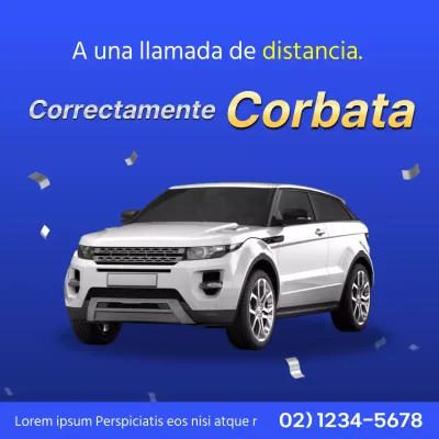 Promociona la compra de un coche de segunda mano en azul marino y blanco