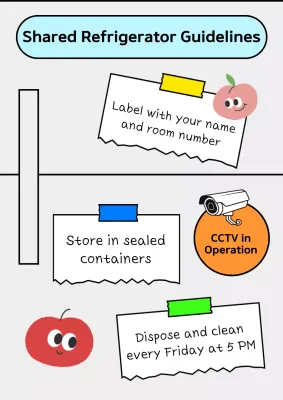 Announcing the gray and fluorescent color scheme of the co-living announcements