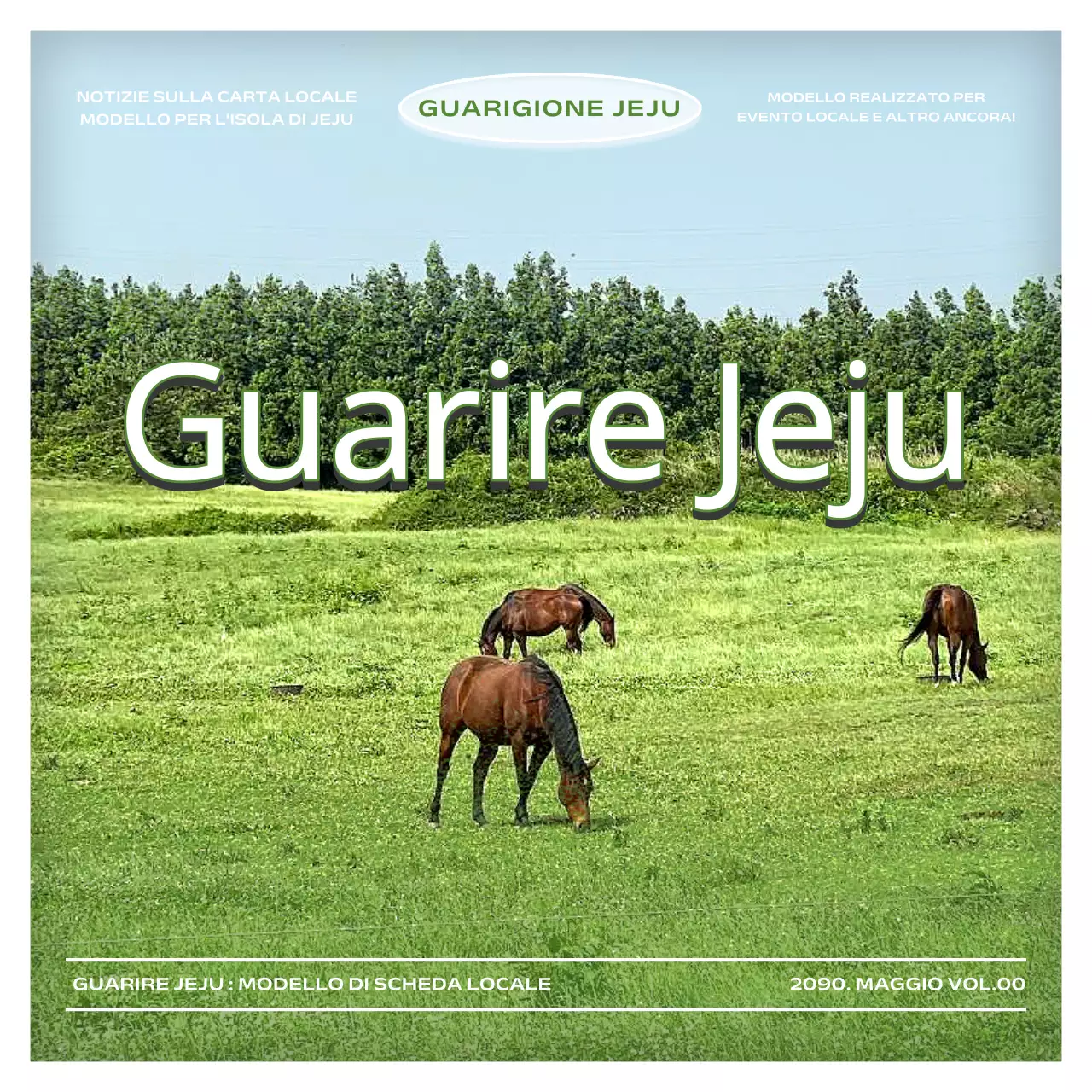 Una moderna guida di quartiere di Jeju in verde chiaro e blu cielo