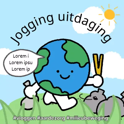 Promoot een pop-art Earth Day-uitdaging in lichtblauw en chartreuse om leden te werven.