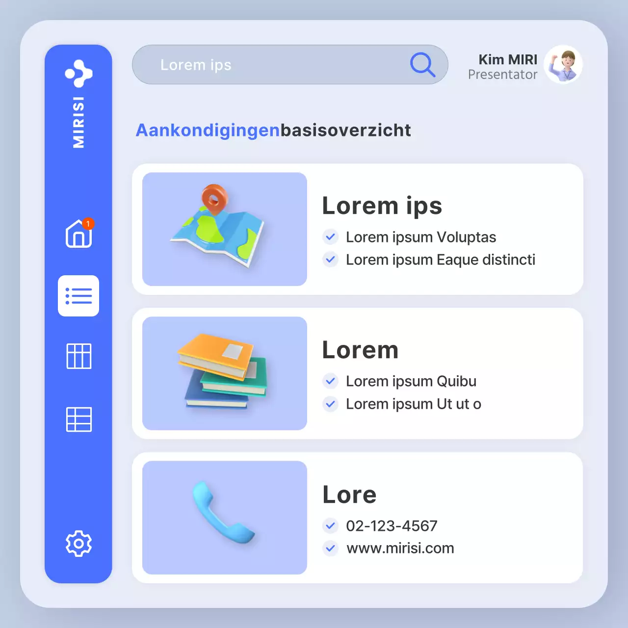 Aankondiging van het trendy gebruik van blauwe en witte tafels