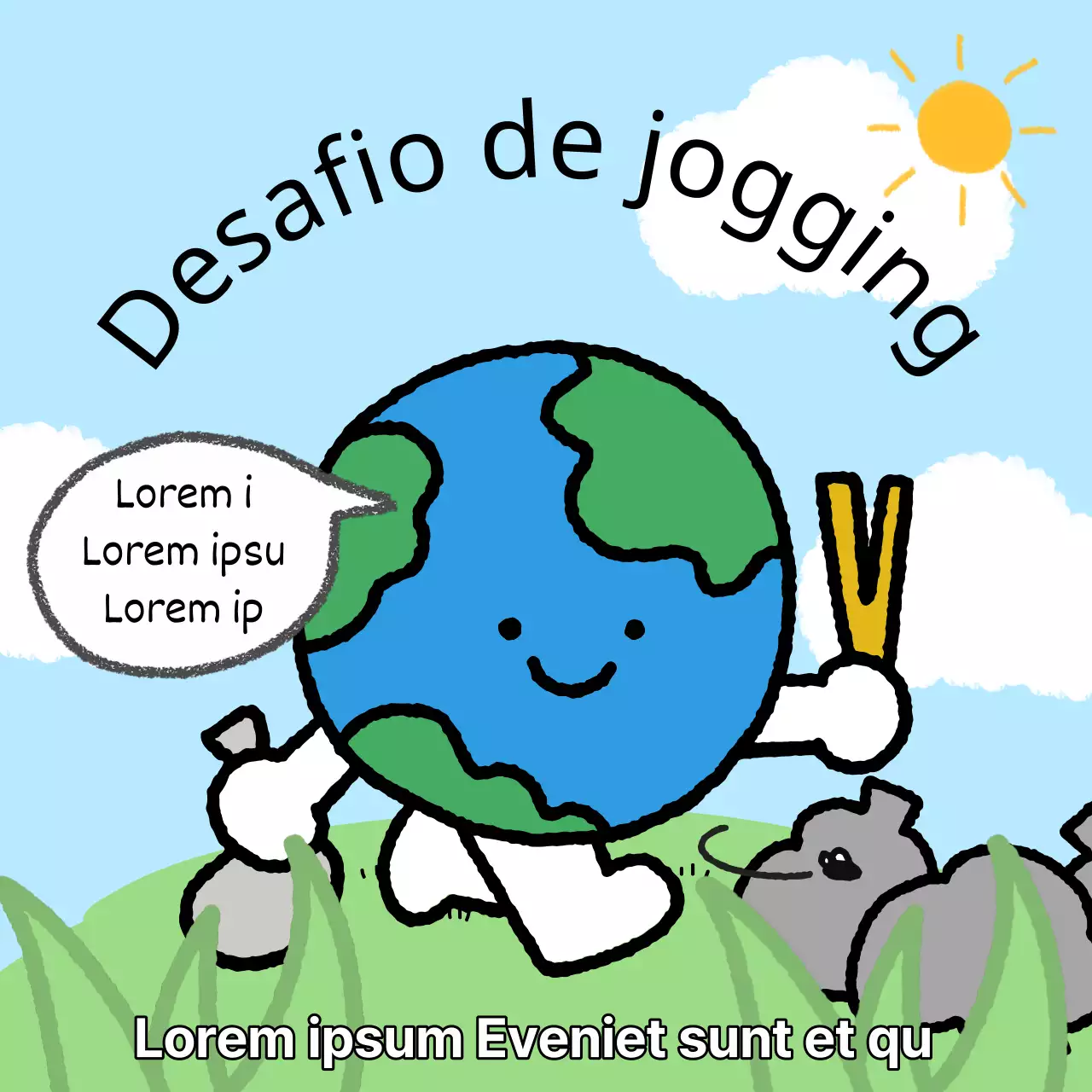 Promover um desafio de flagelação do Dia da Terra em azul claro e chartreuse para recrutar membros.