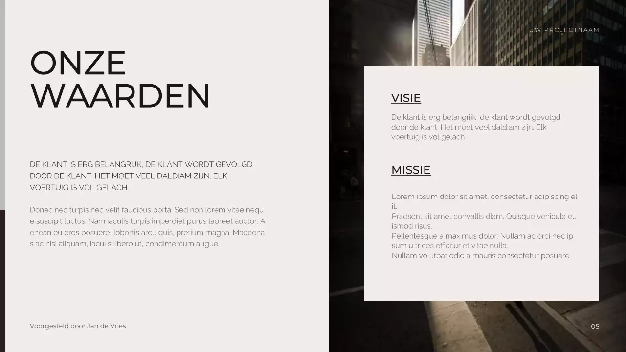 Zakelijke presentatie met neutrale toon