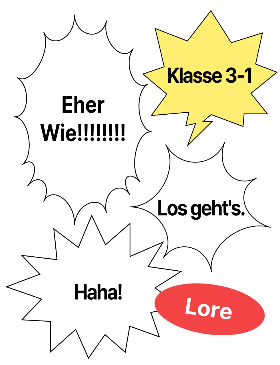 Team Pompons mit Sprechblasen